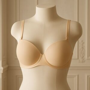 Auden Lined Underwire Nude Bra – Everyday T-Shirt Underwire Bra Soft Beige 34DD
